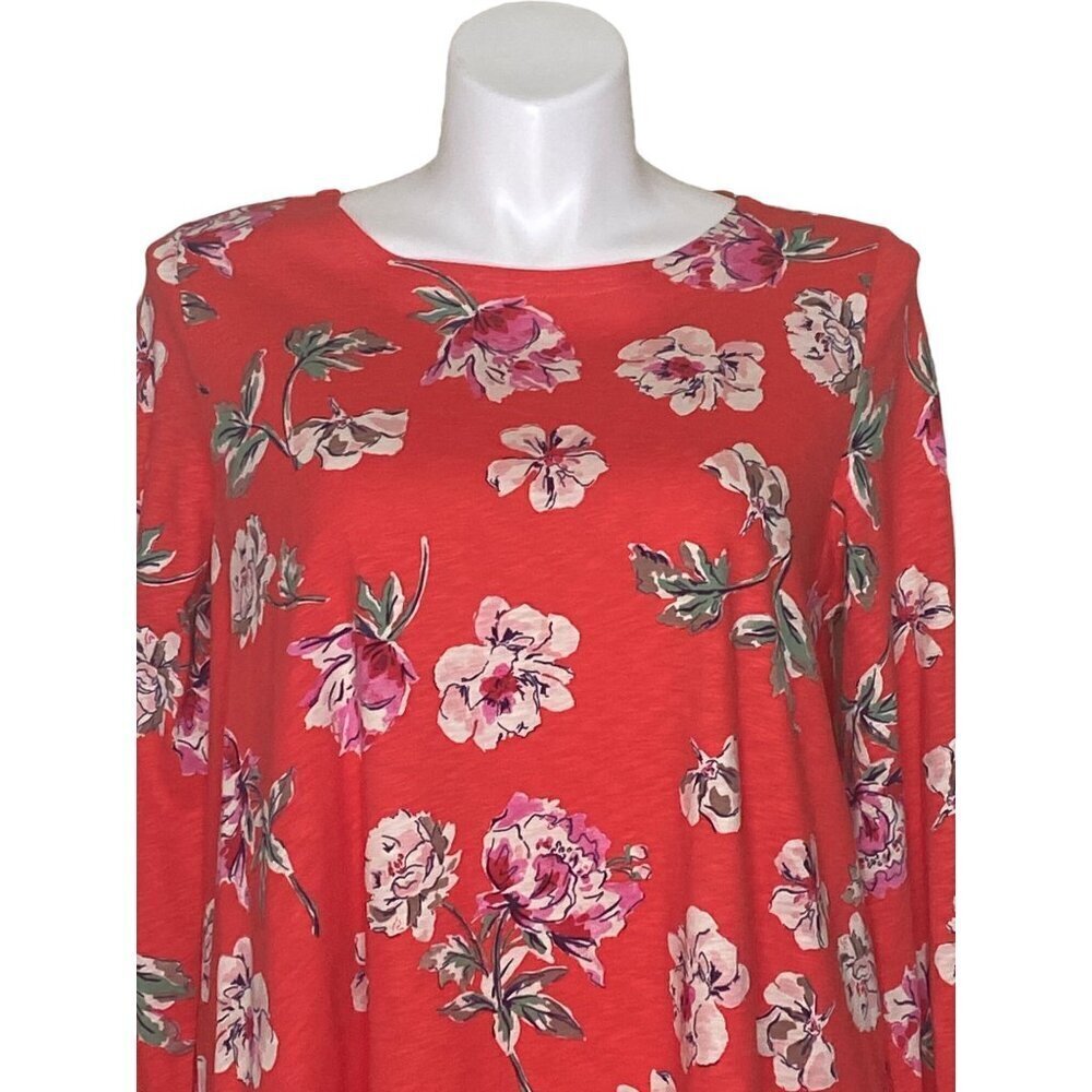 Joules Harbour Red Floral Print Light Swing Top, Long Sleeve Women's Size US 14 - Picture 2 of 13